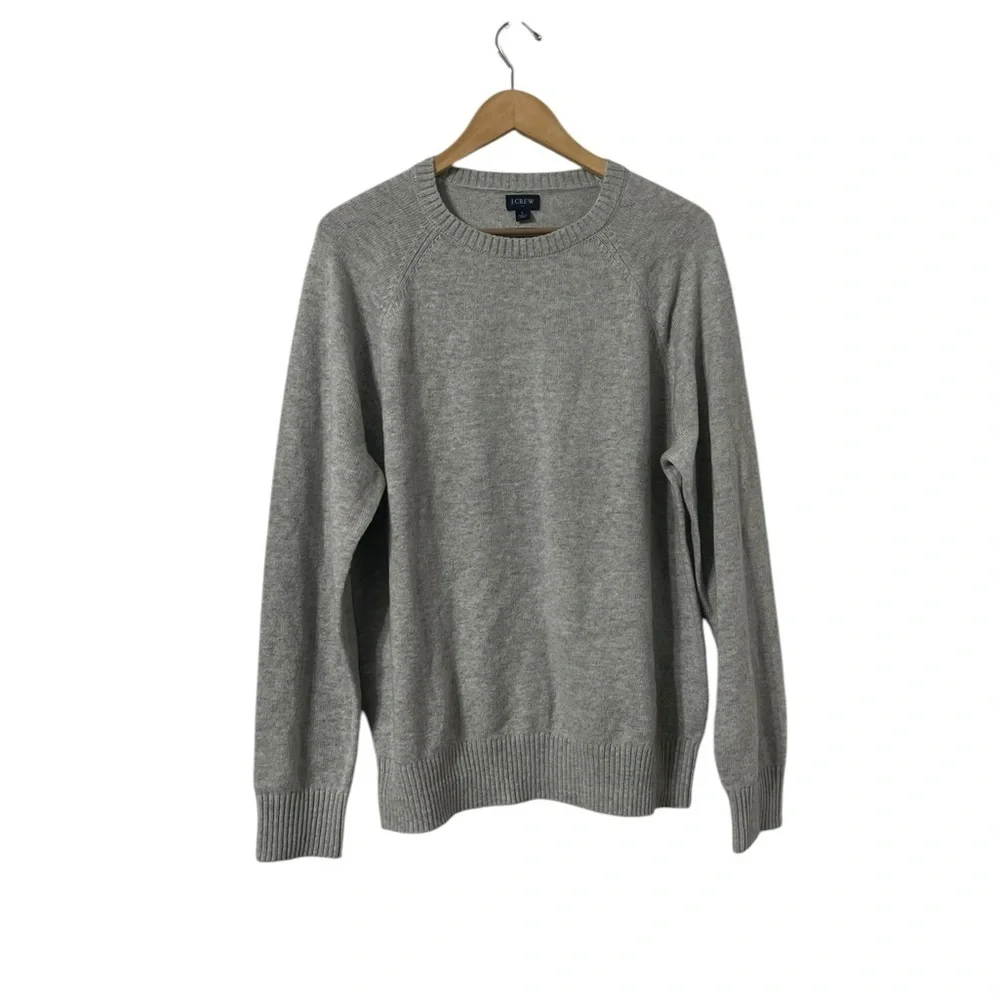 J.CREW Men’s Lambs Wool Mix Gray Ribbed Sweater Pullover Top